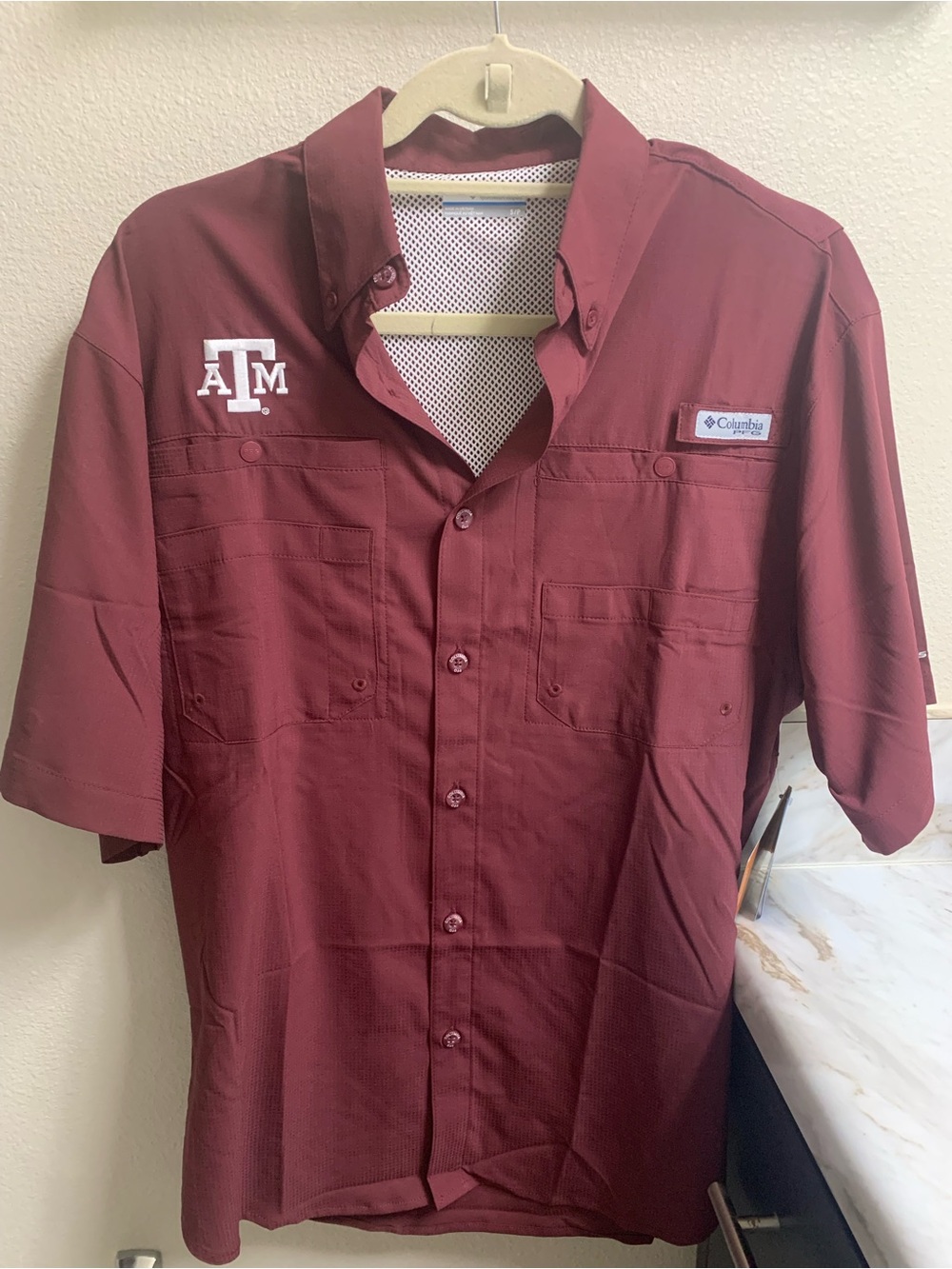 Texas A&M Aggies Columbia Maroon Short-Sleeve Fishing Performance Shirt